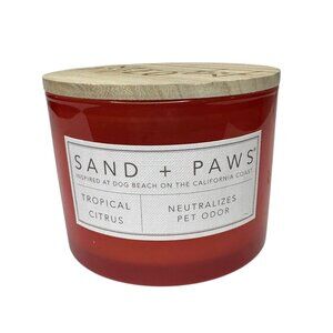 Sand + Paws Tropical Citrus Candle with Meow Top, Neutralizes Pet Odor, 12 Oz